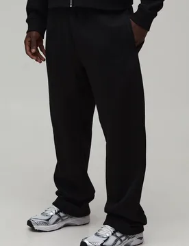 Mens Straight Fit Heavyweight Embroidered Jogger - Black Cotton - Size Small - boohooMAN - FashionsVida