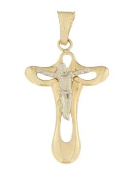 Croce Uomo Oro Giallo Bianco GL100506