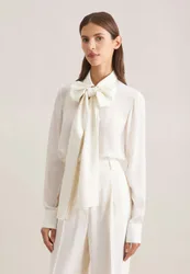 Chiffonbluse mit abnehmbarer Schluppe Weiß 38