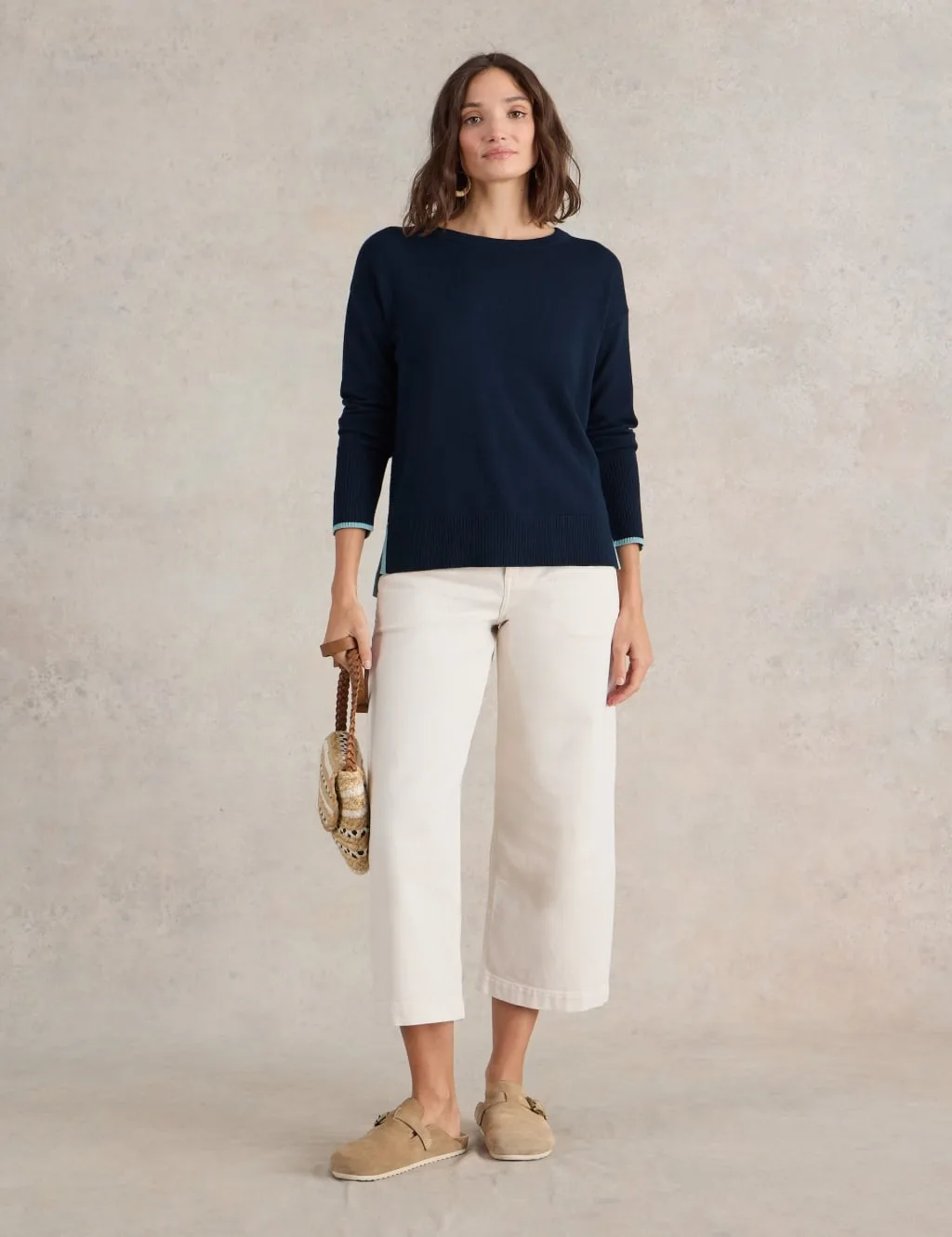 Cotton Rich Crew Neck Jumper Navy female - White stuff - FashionsVida