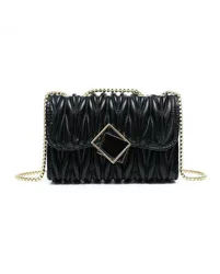 Women's Quilted Pattern 3 Compartments Cross Body Bag in Black - Black - Size: One Size