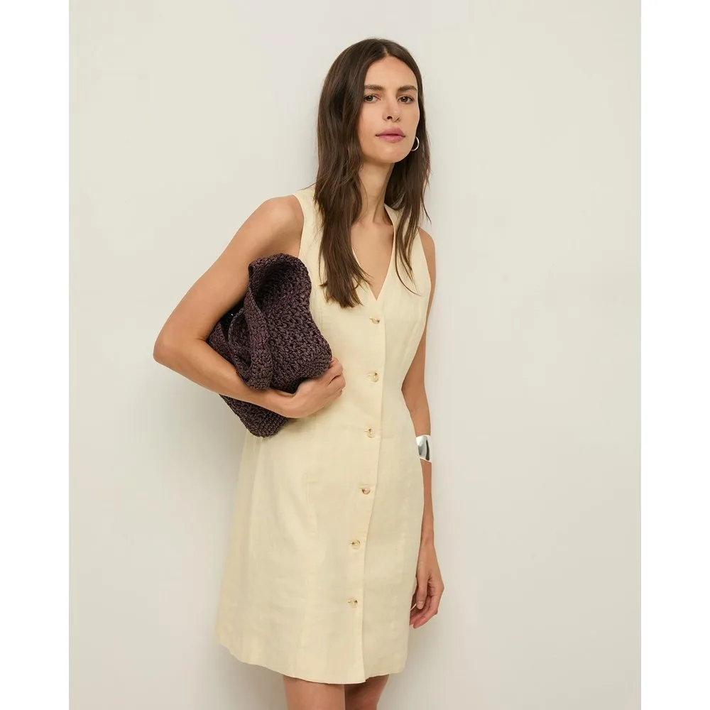 Vestido corto de lino sin mangas - Yerse - FashionsVida