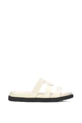 Women's 'Aurelia' Flat Slider Sandals With Comfortable Footbed in White Size: 5 - White - Size: 5