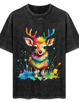 Rainbow deer T-Shirt Fashion Simple Casual Tee Shirt - Aliexpress - FashionsVida