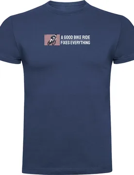 Maglietta A Maniche Corte Good Bike Ride Denim Blue - Kruskis - FashionsVida