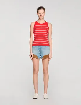 Top de mujer de tirantes acanalado a rayas - sandro - FashionsVida