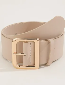 Pieza Cinturón de mujer - Cinturón ancho de lujo elegante hecho a mano con hebilla grande en forma de D de color dorado, material de PU, estilo casu - Shein - FashionsVida