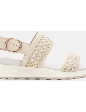 Zapatos mujer sandalia plana en piel y rafia al tono - Hispanitas - FashionsVida