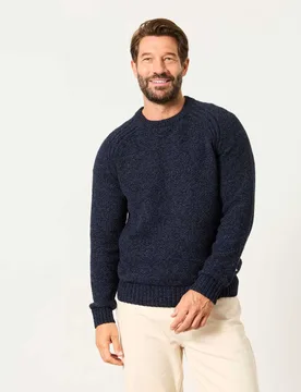 Cotton Rich Twist Jumper with Wool Navy male - Fatface - FashionsVida