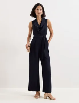 Cowl Neck Belted Sleeveless Jumpsuit Navy female - Phase Eight - FashionsVida