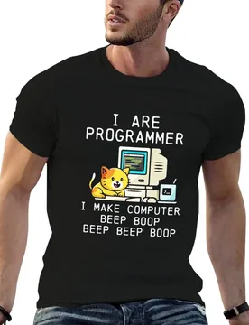 Programmer Cat Beep Boop Coding T-Shirt t shirt man casual man t shirt heavy cotton t shirts for man graphic funny T-Shirt - Aliexpress - FashionsVida