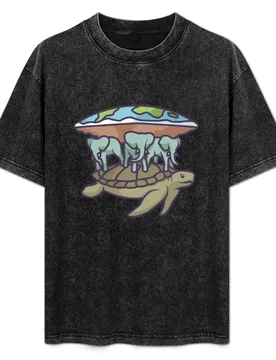 Elephants and Turtle Holding Flat Earth T-Shirt Casual Daily Graphic Tee - Aliexpress - FashionsVida