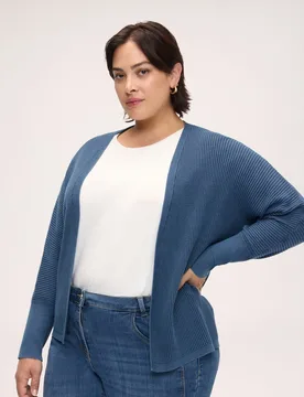 Chaqueta de mujer de punto efecto denim ajuste kimono para el máximo confort - Fiorella Rubino - FashionsVida