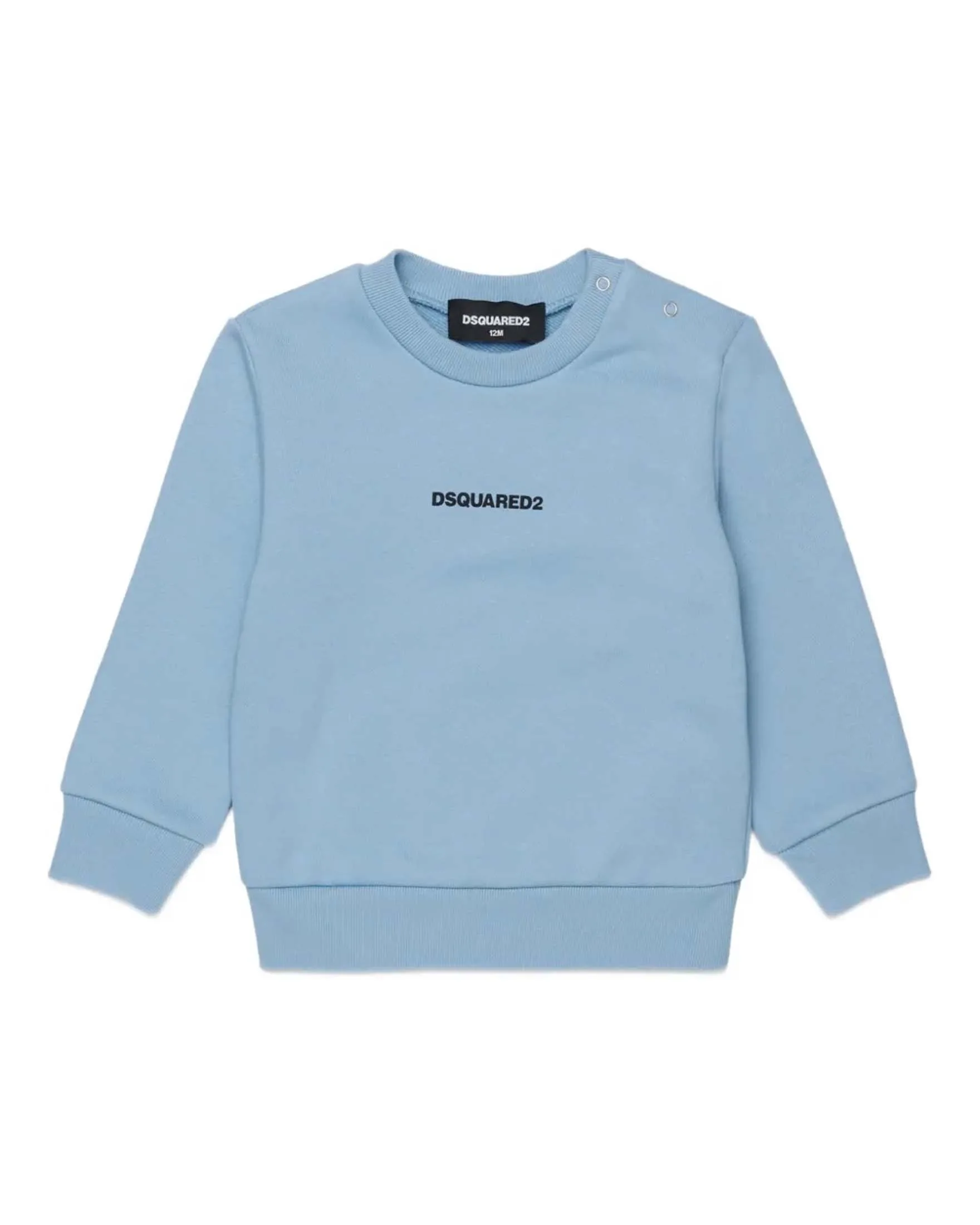 Felpa azzurra in puro cotone con mini logo bianco - Dsquared2 - FashionsVida