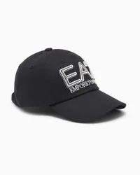 Berretto baseball nero in cotone con maxi logo ricamato