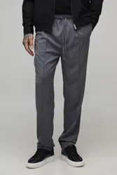 Herren Lange Gerade Geschnittene Elegante Elastische Bügelfalten-Hose Grey Größe Small