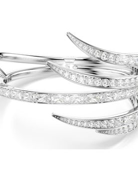 Bracciale rigido Vienna, Taglio misto, Bianco, Placcato rodio S