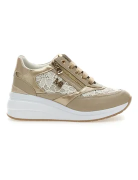 Stringate Beige con Platform e Decorazioni Ricamate 51051 38 - Mariella Burani - FashionsVida