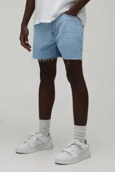 Herren Kurze Jeansshorts Aus Steifem Denim Washed Light Blue Größe 30