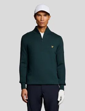Men's Golf Cotton Blend 1/4 Zip Jumper in Green - Lyle & Scott - FashionsVida