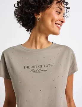 Shirt mit Schmucksteinen female Beige - Street One - FashionsVida