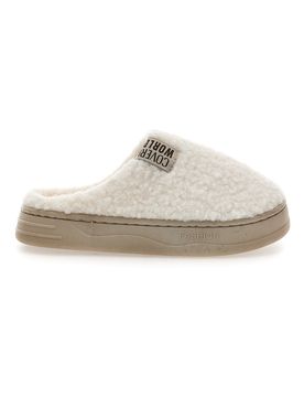Ciabatte beige in tessuto teddy 25847 36/37