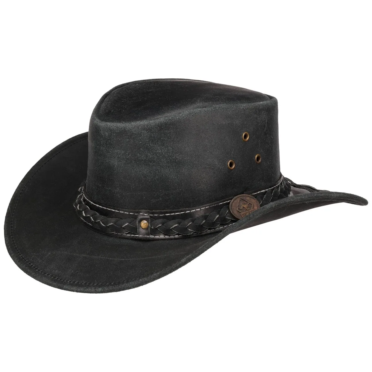 William Leather Hat by - black - Size: S (54-55 cm) - Scippis - FashionsVida