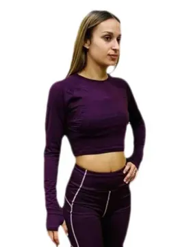 T-shirt à Manches Longues Pro Training Cropped Potent Purple / Mauve Shadows L