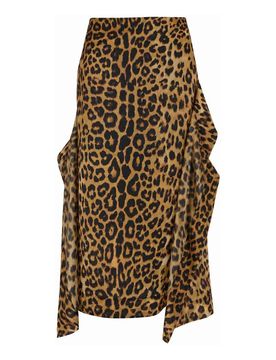 Gonna Lunga In Seta Con Stampa Leopardata
