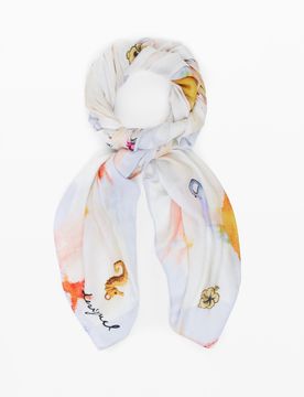 Foulard rectangulaire charms, Viscose, Marron, U
