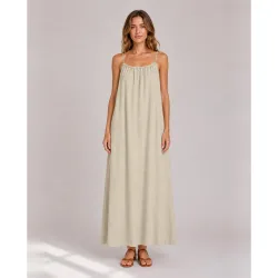 Vestido largo con tirantes de lino