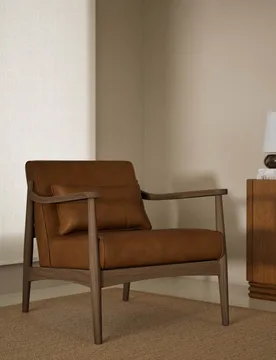 Sherwood Dark Oak Leather Look Chair Tan - Gallery Direct - FashionsVida