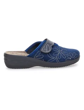 Ciabatte blu con ricamo floreale e chiusura regolabile 17 LV 36 - Inblu - FashionsVida