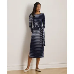 Vestido midi estampado con cuello barco