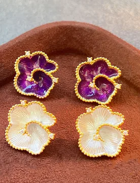 Romantic Wave Petal Cubic Zirconia Dangle Earrings Chic Light Luxury Ladies Daily Banquet Ear Accessories - Aliexpress - FashionsVida