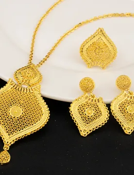 Dubai 24K Golden Plated Jewelry Set African Women's Banquet Wedding Necklace Set Nigerian Wedding Jewelry Wholesale - Aliexpress - FashionsVida