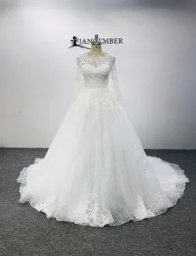 Charming A Line Vestidos De Novia O Neck Full Sleeves Zipper Wedding Dresses Customized Vestido De Noiva LSQX025 - Aliexpress - FashionsVida