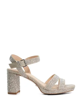 Sparkle Block Heel Sandals Gold female - Dune london - FashionsVida