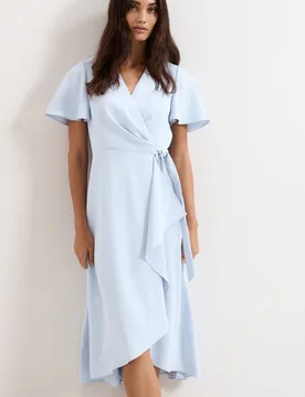 Women's Julissa Short Sleeve Wrap Dress in Baby Blue Size: 22 - Baby Blue - Size: 22 - Phase Eight - FashionsVida