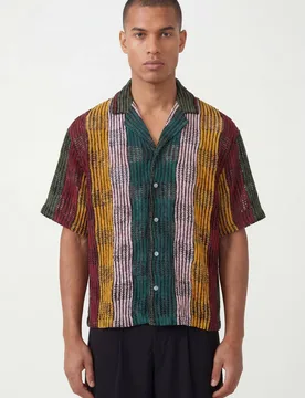 Men's Oversized Boxy Patch work Crotchet Shirt Size Medium Multi M - boohooMAN - FashionsVida