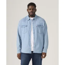 Camisa vaquera de hombre de manga larga. Tallas grandes