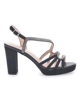 Sandali Neri con Strass e Tacco Alto P579 39