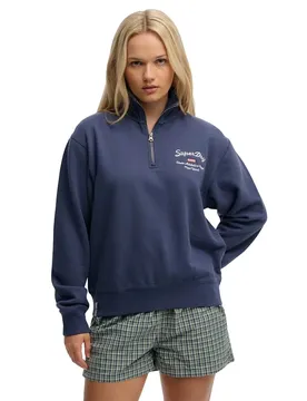 Felpa Con Mezza Zip Athletic Essential Graphic Mariner Navy XS