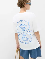 Pure Cotton Graphic Oversized T-Shirt White female
