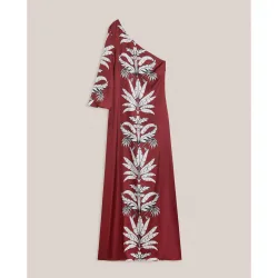Vestido largo estampado con escote asimétrico