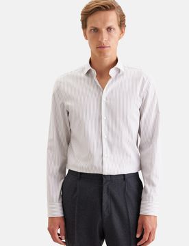 Slim Business Hemd Gestreift Braun 38
