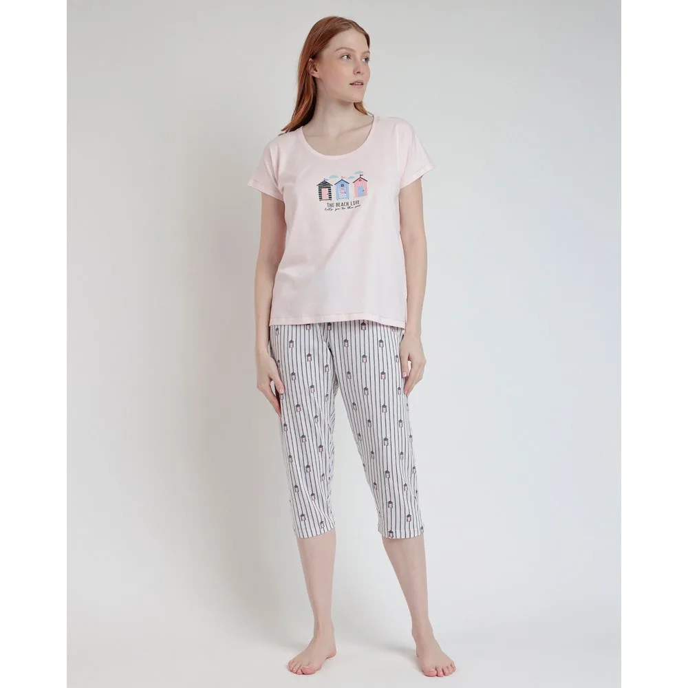 Pijama corto de mujer de punto viscosa en color - Admas - FashionsVida