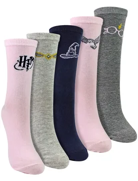 Womens 5 Pairs Ladies Cotton Novelty Socks - Pattern Comfortable - Multicolour - Size Uk 4-8 - Harry Potter - FashionsVida