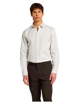 Chemise à Manches Longues Performance Slim Fit Sand / Stripes M - Selected - FashionsVida