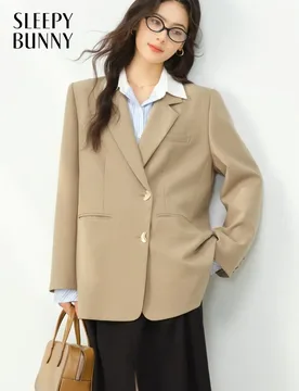 Vintage Oversized Elegant Blazer Suit Jacket Women Autumn Loose Fit Office Coat with Classic Lapel Design for Casual Formal Wear - Aliexpress - FashionsVida